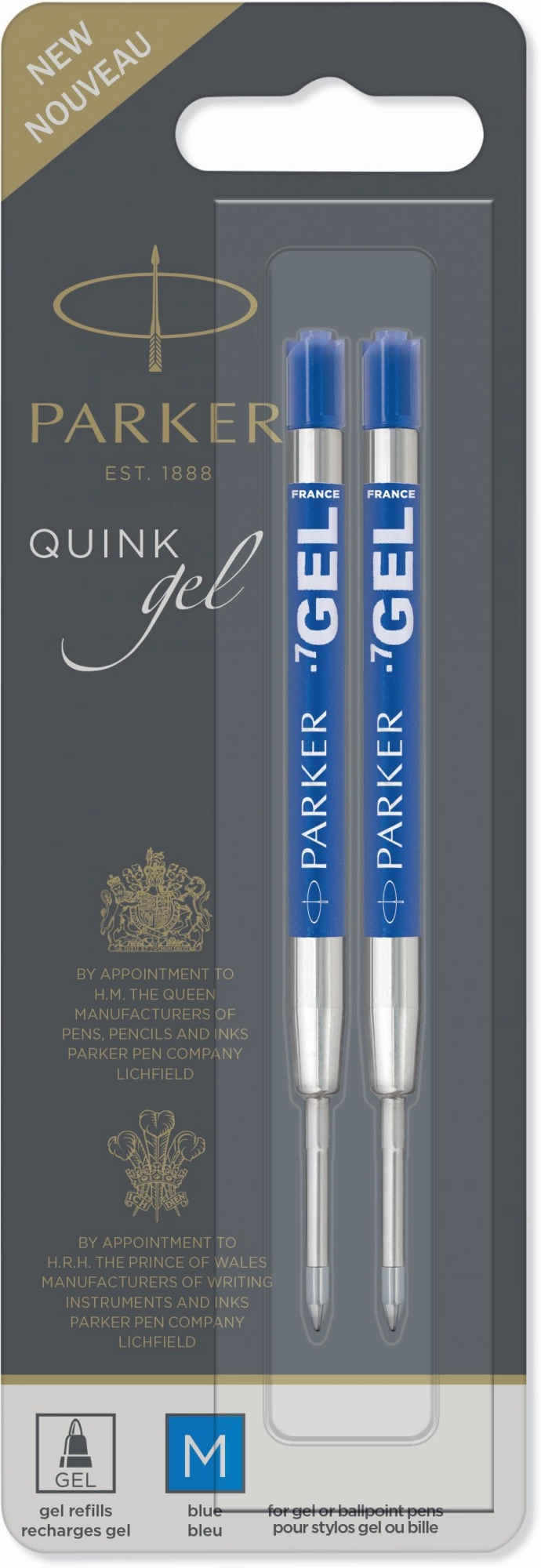 Стержень гелевый Parker Z10 (1950364) M 0.7мм синие чернила для ручек шариковых блистер (2шт)