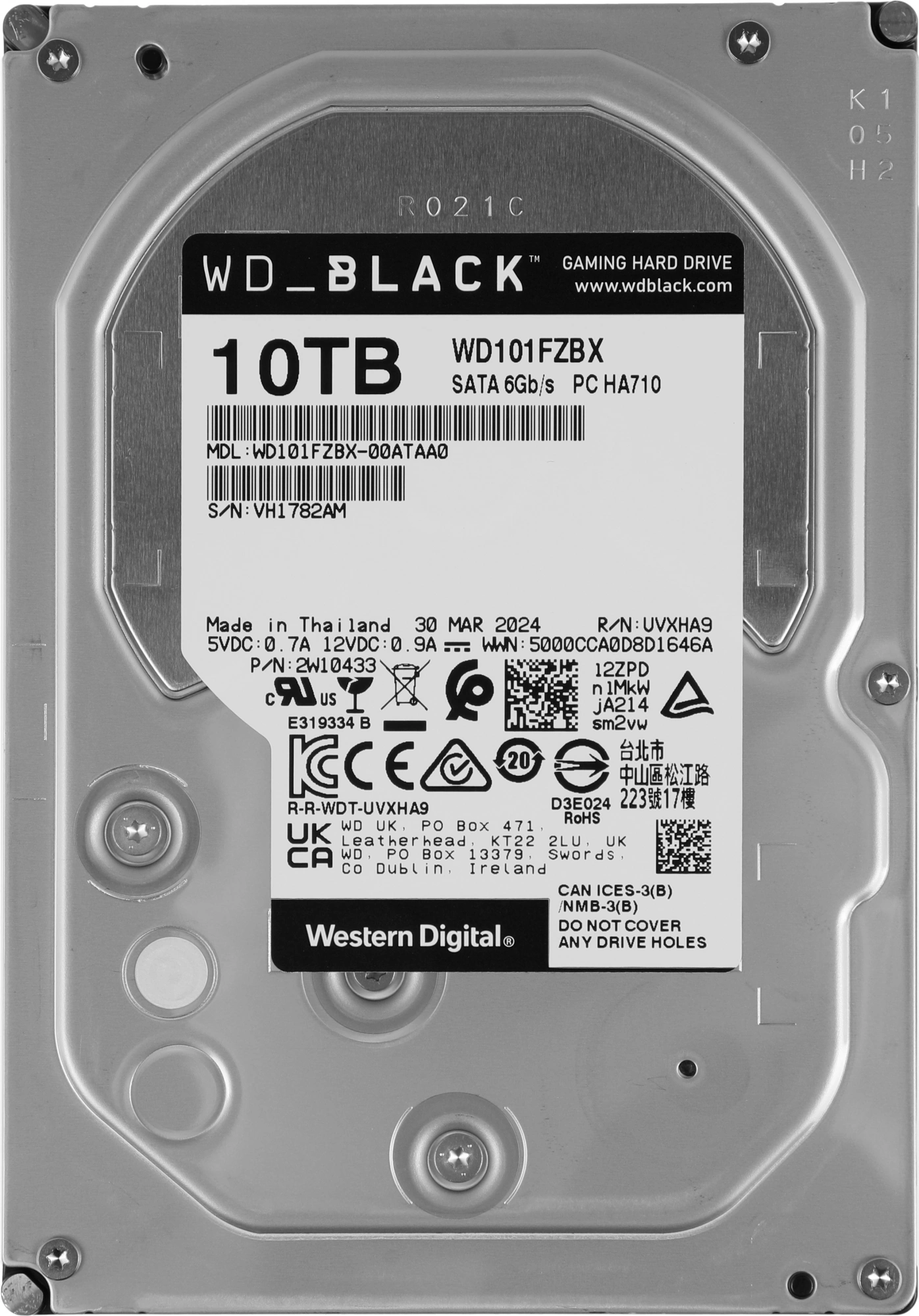 Жесткий диск WD SATA-III 10TB WD101FZBX Desktop Black (7200rpm) 256Mb 3.5"