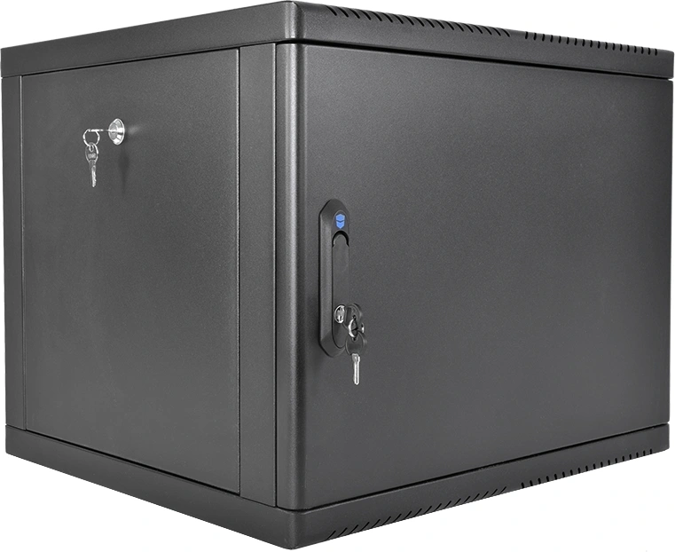 Шкаф коммутационный ЦМО (ШРН-М-9.650.1-9005) настенный 9U 600x650мм пер.дв.металл направл.под закл.гайки 120кг черный 581мм 22кг 180град. 480мм IP20 сталь