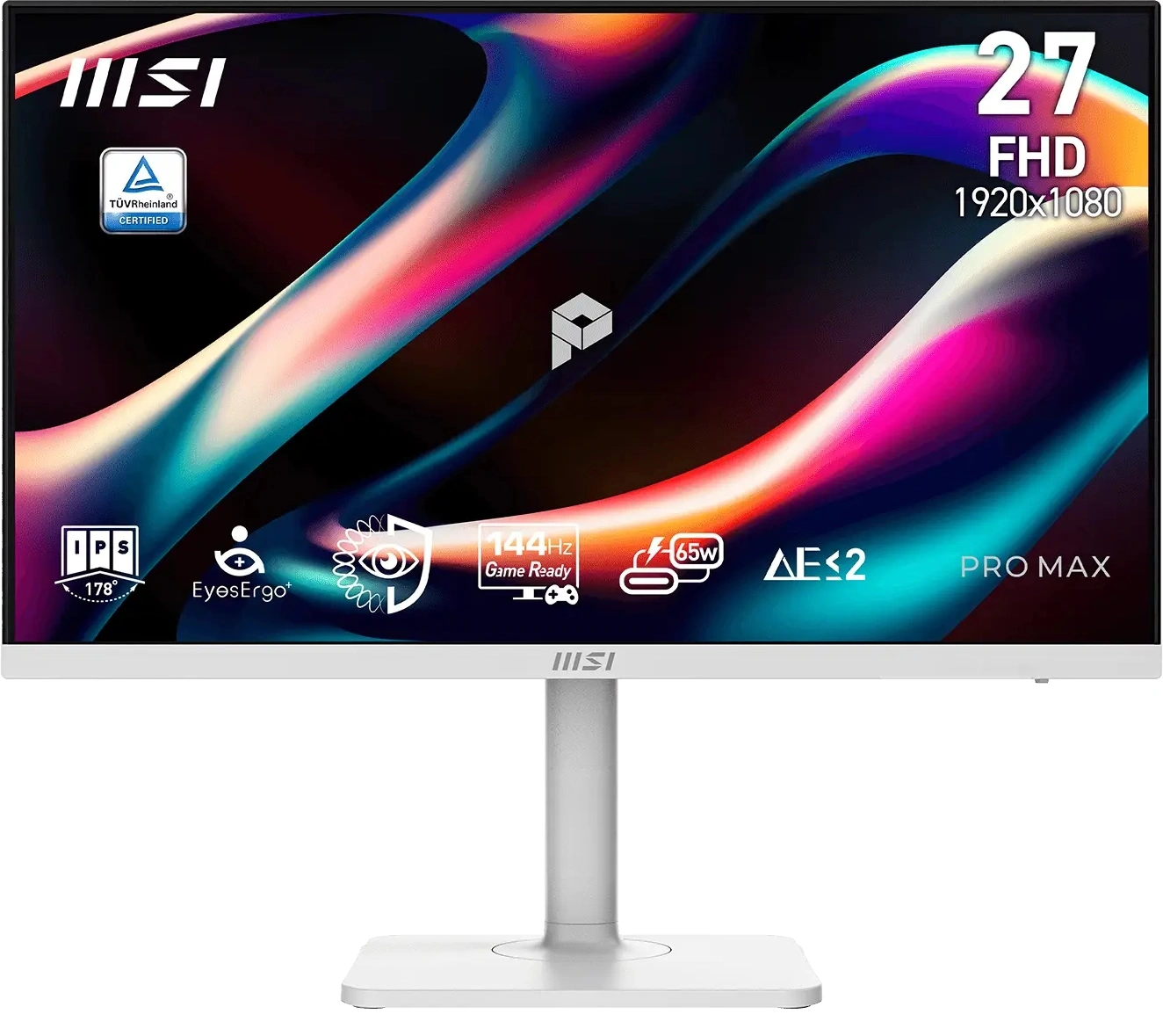 Монитор MSI 27" Pro Max 271PHW E14 белый IPS LED 16:9 HDMI M/M матовая HAS Piv 1000:1 250cd 178гр/178гр 1920x1080 144Hz DP FHD USB 6.4кг