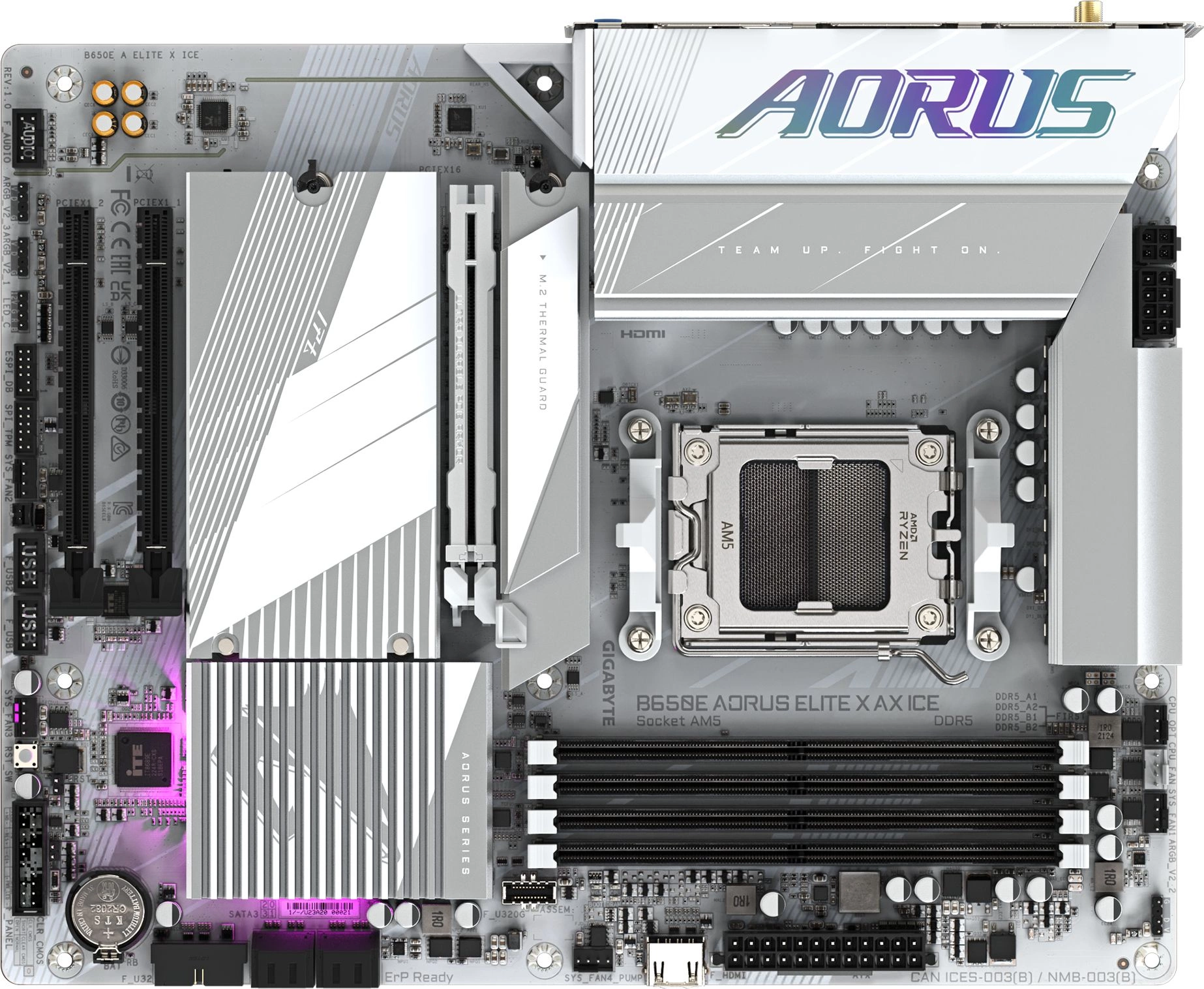 Материнская плата Gigabyte B650E AORUS ELITE X AX ICE Socket AM5 AMD B650 4xDDR5 ATX AC`97 8ch(7.1) 2.5Gg RAID+HDMI