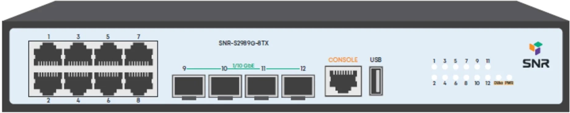 Коммутатор SNR SNR-S2989G-8TX (L2+) 4SFP+ управляемый