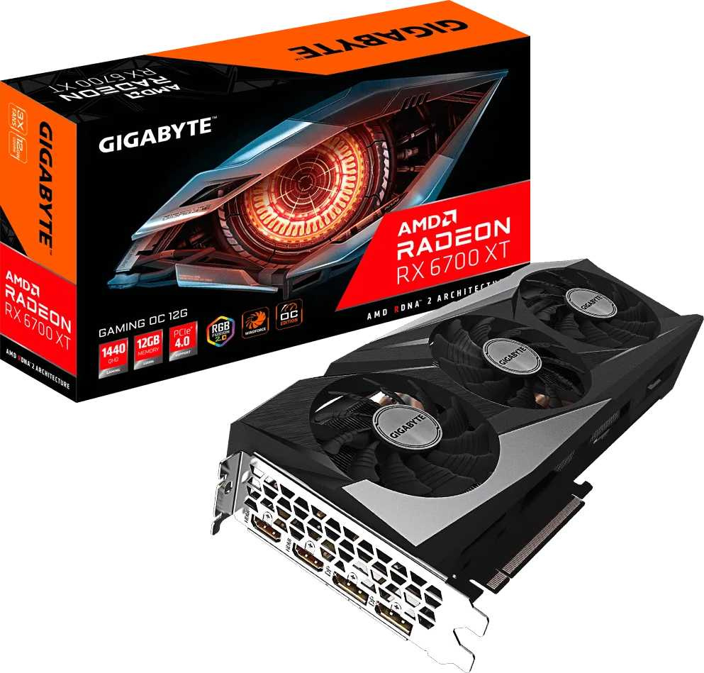 Видеокарта Gigabyte PCI-E 4.0 GV-R67XTGAMING OC-12GD AMD Radeon RX 6700XT 12Gb 192bit GDDR6 2514/16000 HDMIx2 DPx2 HDCP Ret