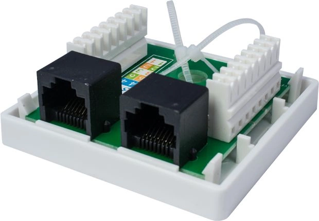 Коробка Suprlan 10-0309 накладная двойная 2xRJ45 горизонтальный монтаж пластик серый