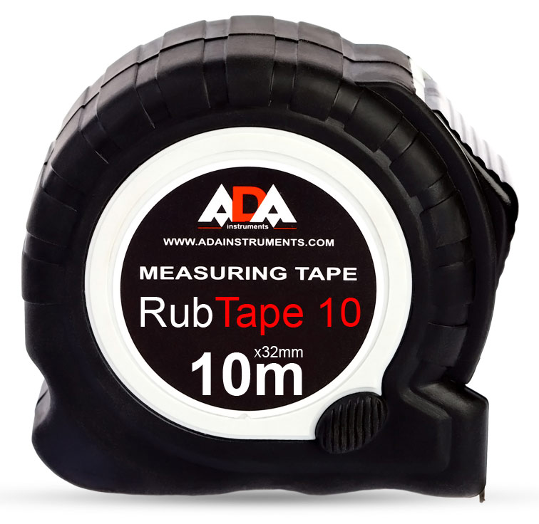 Рулетка строительная Ada RubTape 10 дл.полотна 10м изм.шкала в см зацеп простой черный (А00154)