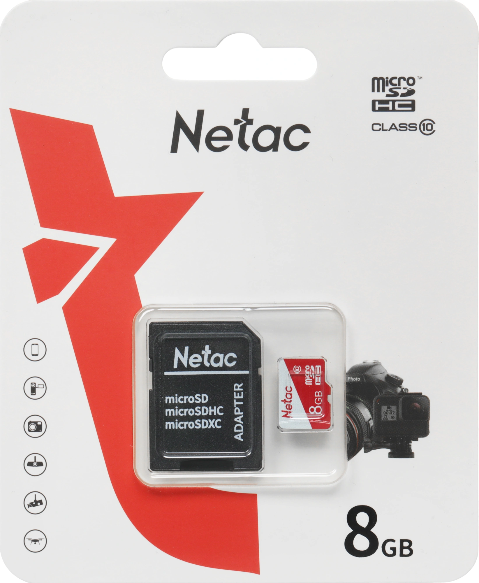 Флеш карта microSDHC 8GB Netac NT02P500ECO-008G-R P500 Eco + adapter