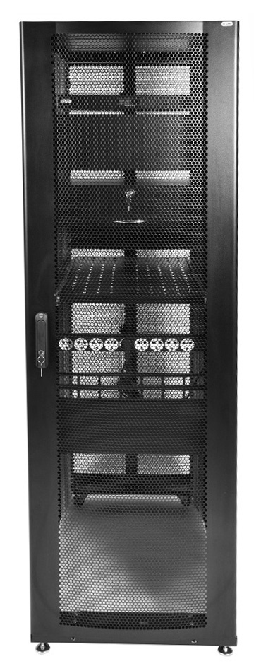 Шкаф серверный ЦМО (ШТК-СП-42.6.10-48АА-9005) напольный 42U 600x990мм пер.дв.перфор. 2 бок.пан. задн.дв.перфор.2-хст. направл.под закл.гайки 1350кг черный 683мм 141кг 120град. 1950мм IP20 сталь