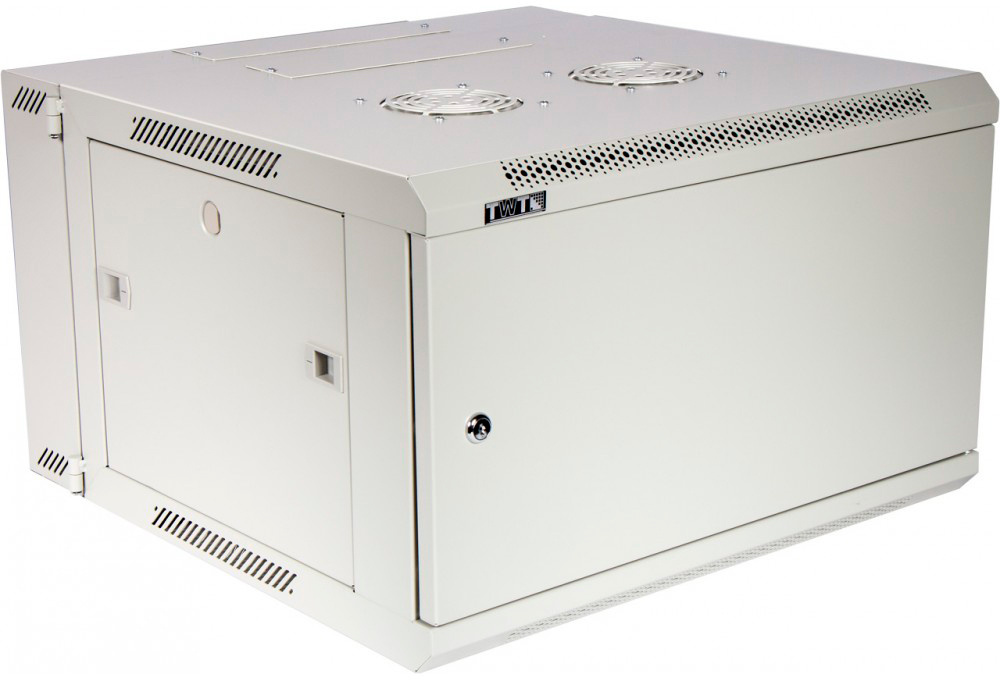 Шкаф коммутационный Lanmaster (TWT-CBW3M-12U-6X6-GY) настенный 12U 600x600мм пер.дв.металл задн.дв.спл.стал.лист 2 бок.пан. 60кг серый 441мм 23кг 120град. 635мм IP20 металл