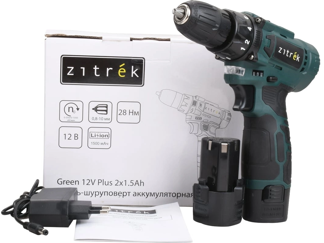 Дрель-шуруповерт Zitrek Green 12V Plus аккум. патрон:быстрозажимной (085-1014)