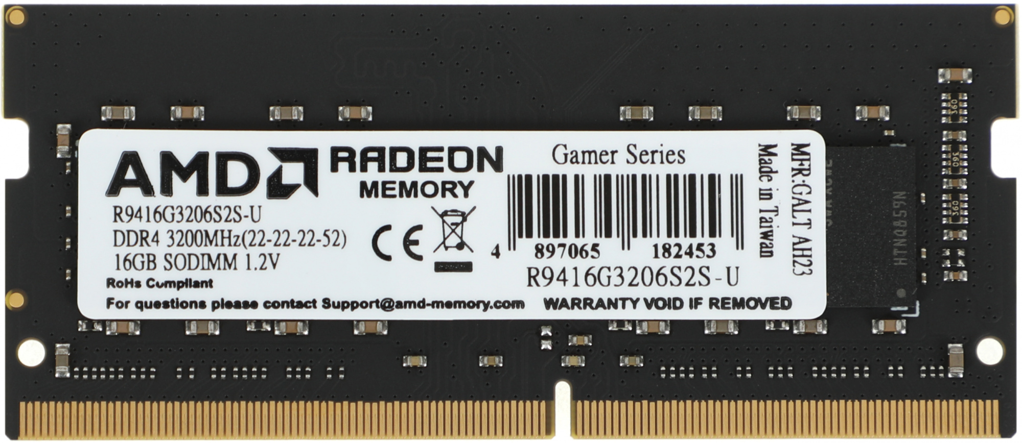 Память DDR4 16GB 3200MHz AMD R9416G3206S2S-U R9 RTL PC4-25600 CL22 SO-DIMM 260-pin 1.2В Ret