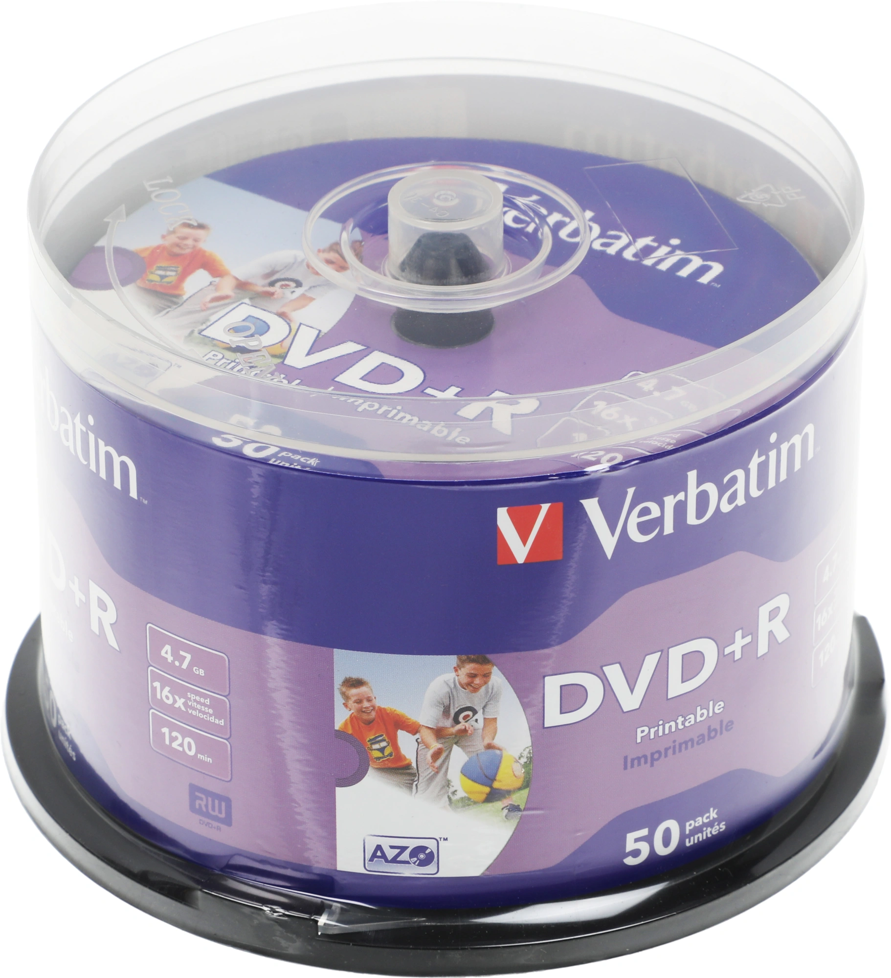 Диск DVD+R Verbatim 4.7Gb 16x Cake Box (50шт) Printable (43512)