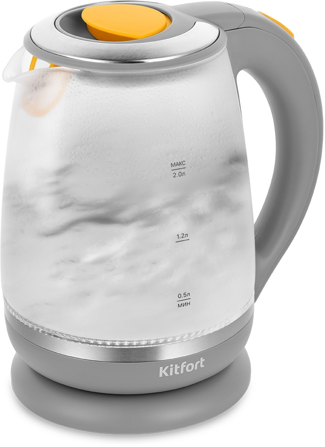 Чайник электрический Kitfort КТ-6602 2л. 2200Вт серый (корпус: стекло)