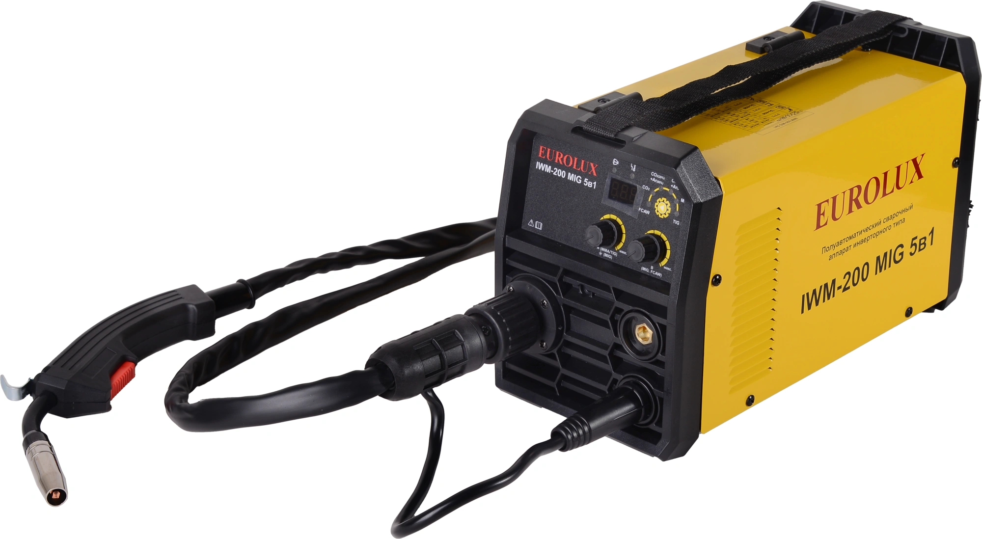 Сварочный полуавтомат Eurolux IWM-200 MIG 5в1 инвертор ММА DC/MIG-MAG/FCAW/TIG 4.8кВт