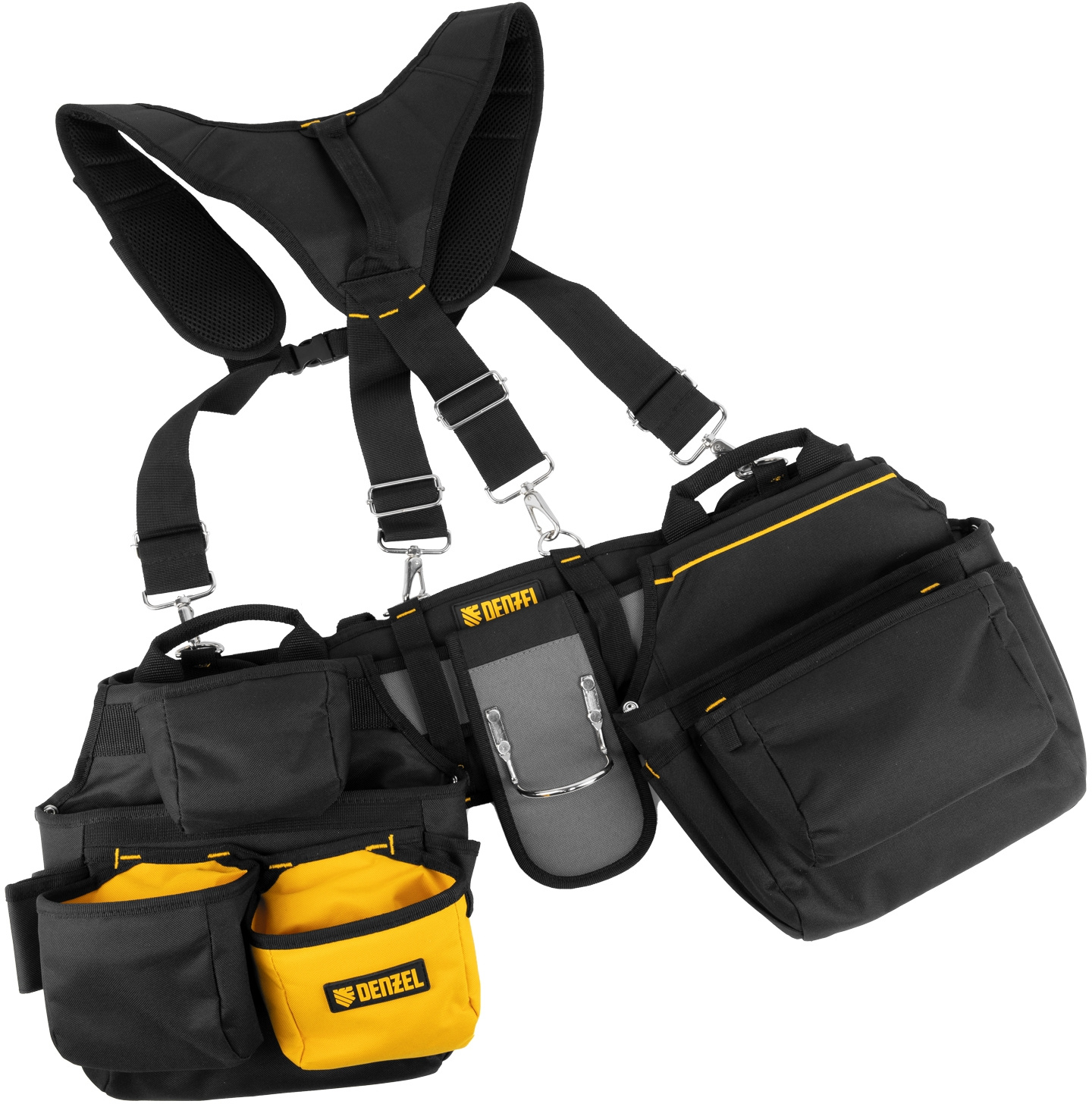 Пояс для инструментов Denzel 90290 10л 20карм. черный/желтый