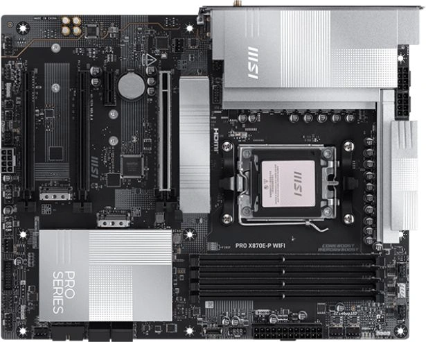 Материнская плата MSI PRO X870E-P WIFI SocketAM5 AMD X870E 4xDDR5 ATX AC`97 8ch(7.1) 5Gigabit RAID+HDMI