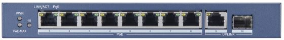 Коммутатор Hikvision DS-3E0510P-E(B) 9x1Гбит/с 1SFP 8PoE+ 110W неуправляемый