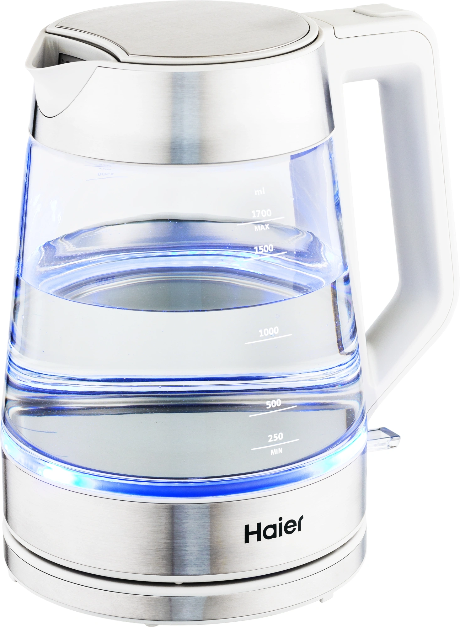 Чайник электрический Haier HK-500 1.7л. 2200Вт серый/белый корпус: стекло/пластик (TD0029955RU)