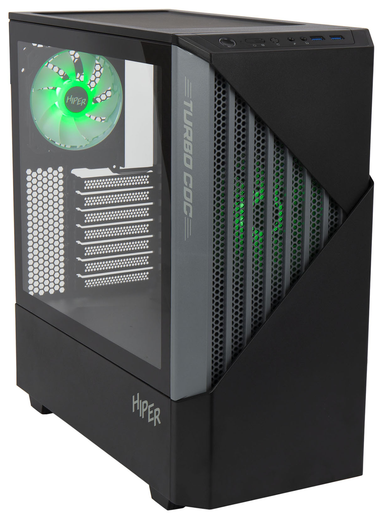 Корпус Hiper CC BG черный без БП ATX 2x120mm 2x140mm 2xUSB3.0 audio bott PSU