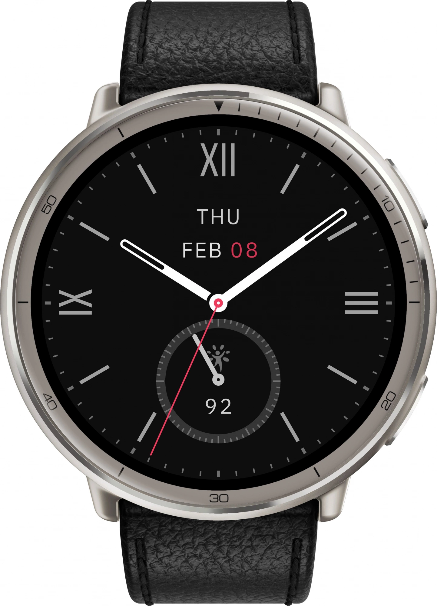 Смарт-часы Amazfit Active 2R A2437 Premium 43.9мм 1.32" AMOLED корп.серебристый рем.черный разм.брасл.:150-210мм (6970100377569)