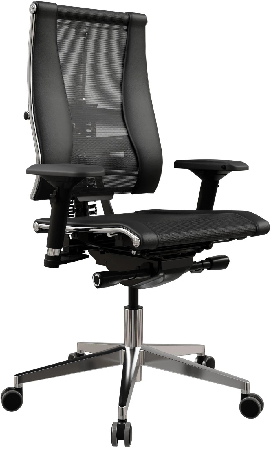 Кресло руководителя эргономичное Метта Yoga 4DF B2-14D - YM93+Infinity черный сетка/ткань крестов. алюминий хром (комплект 1шт)