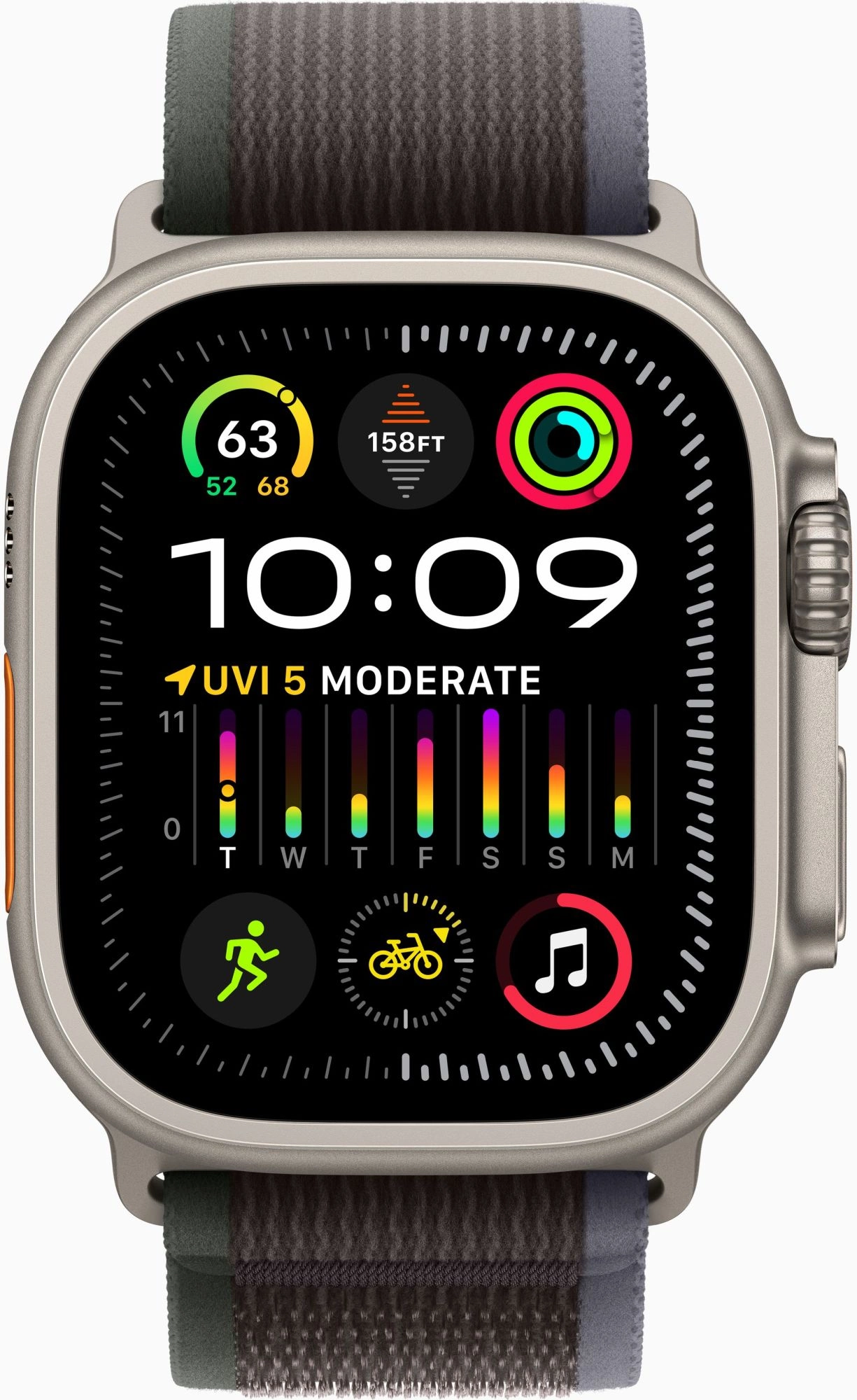 Смарт-часы Apple Watch Ultra 2 A2986 49мм OLED корп.титан Trial loop рем.синий/черный разм.брасл.:130-180мм (MRF53LW/A)