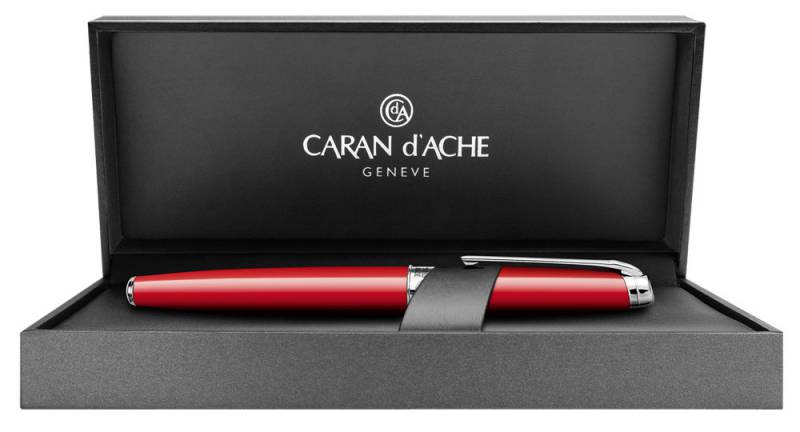 Ручка роллер Carandache Leman (4779.770) Scarlet red lacquered SP F черн. черн. подар.кор.