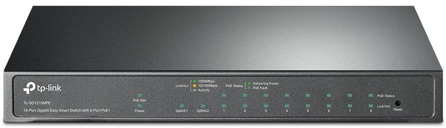 Коммутатор TP-Link TL-SG1210MPE (L2) 10x1Гбит/с 1xКомбо(1000BASE-T/SFP) 8PoE+ 123W настраиваемый