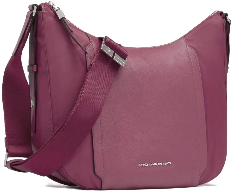 Сумка седло женская Piquadro Lyra BD6658W92T/BO 10.9" бургунди ткань/натур.кожа