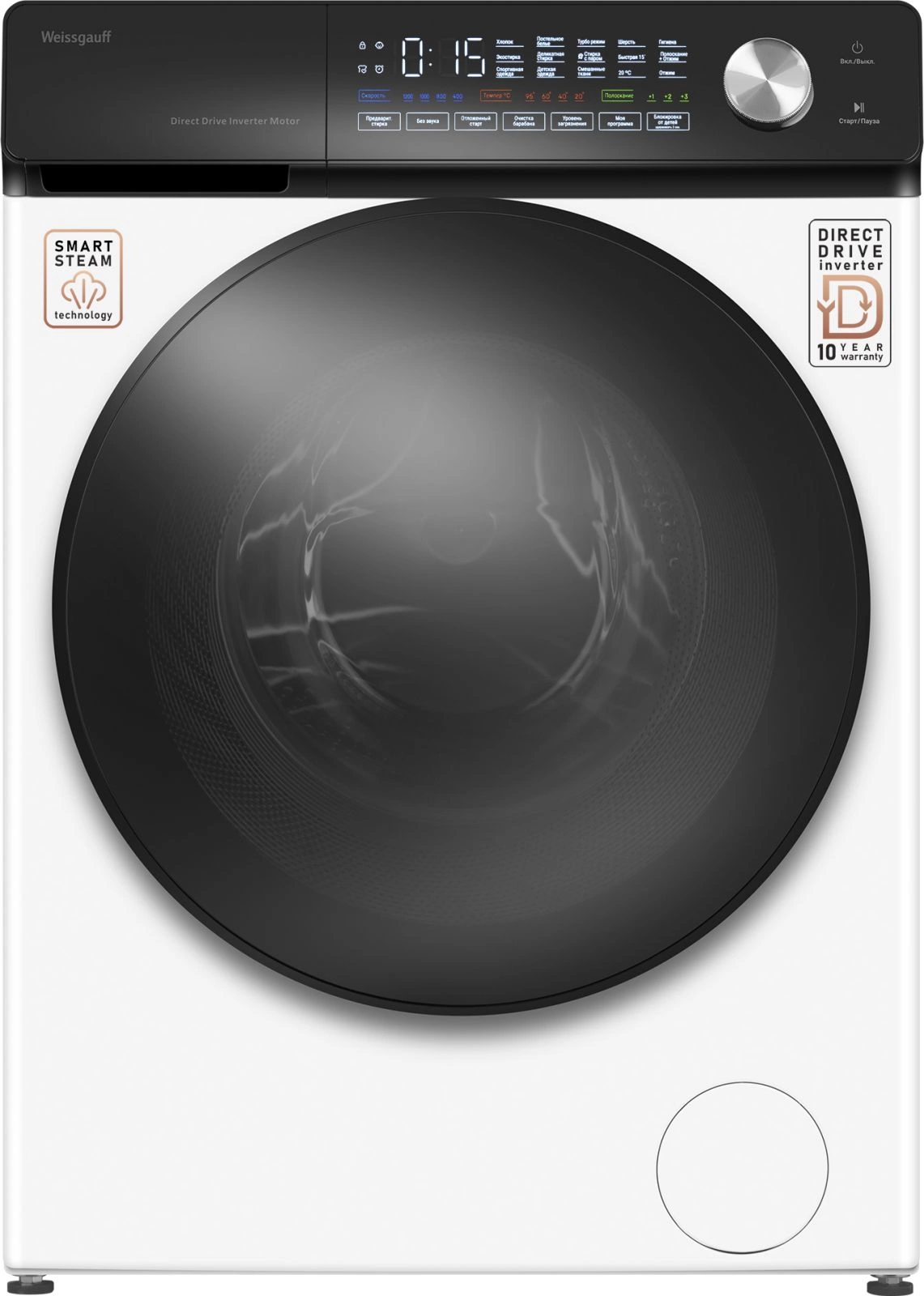 Стиральная машина Weissgauff WM 45127 Steam Direct Drive класс: A+++ загр.фронтальная макс.:7кг белый инвертор