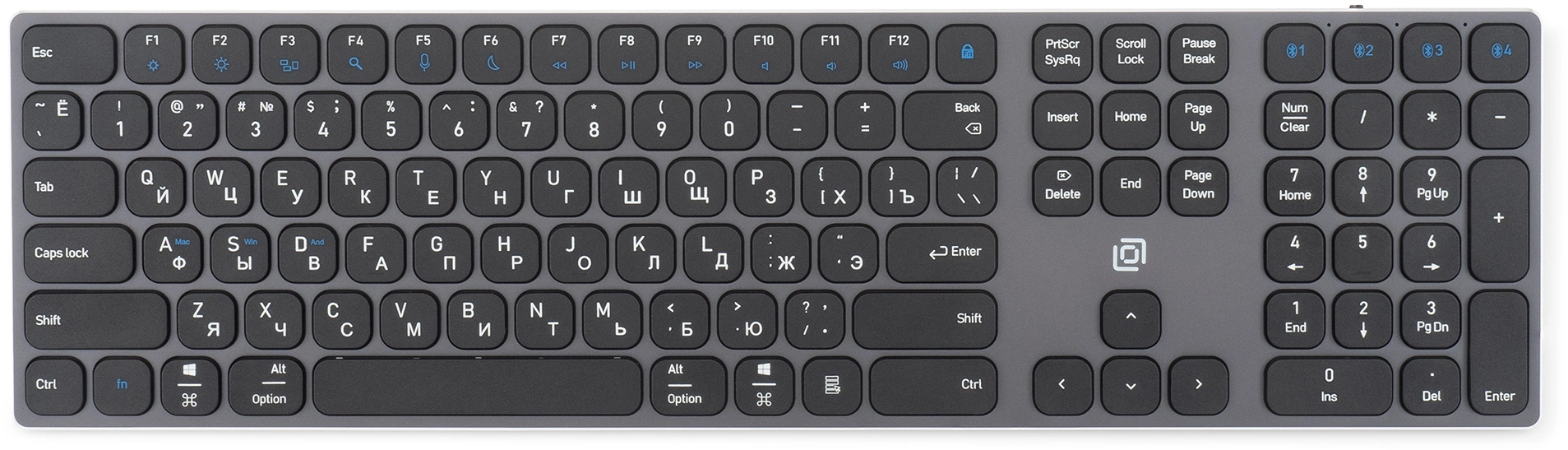 Клавиатура Оклик K867W серый/черный USB беспроводная BT/Radio slim Multimedia (2002130)