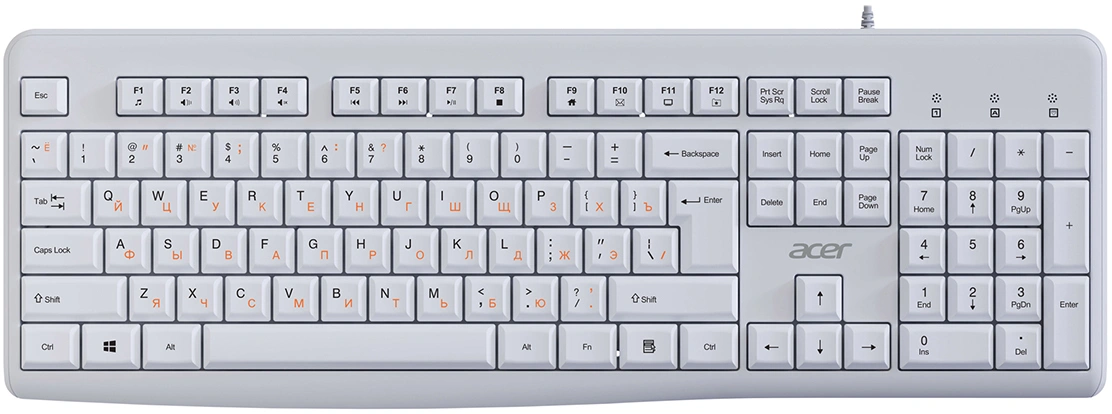 Клавиатура Acer OKW500 белый USB Multimedia (ZL.KBDEE.01S) кабель 1.8м