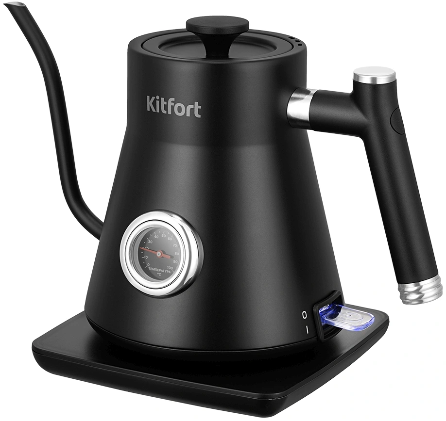 Чайник электрический Kitfort КТ-6760 0.8л. 1200Вт черный корпус: нерж.сталь/пластик