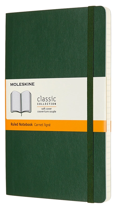 Блокнот Moleskine CLASSIC SOFT QP616K15 Large 130х210мм 192стр. линейка мягкая обложка зеленый