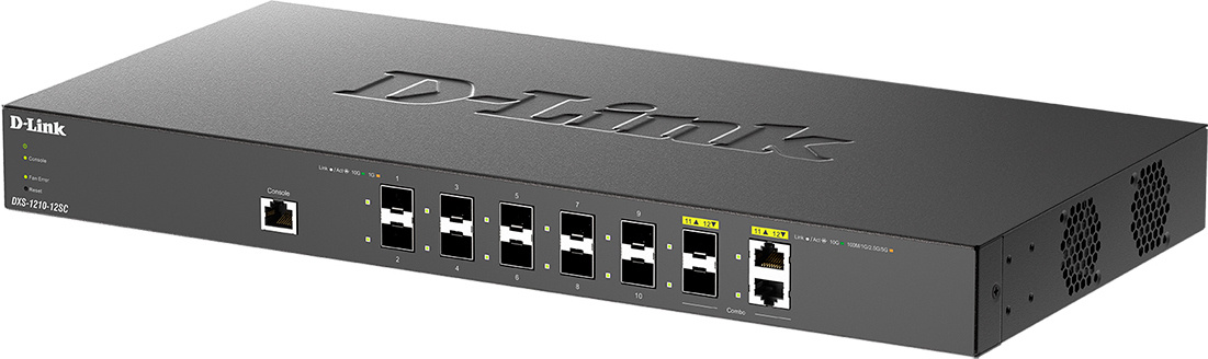 Коммутатор D-Link DXS-1210-12SC/B1A (L2+) 2xКомбо(10GBase-T/SFP+) 10SFP+ управляемый