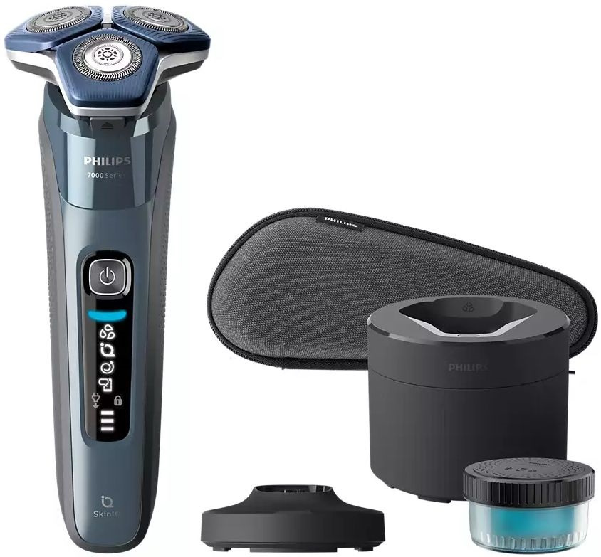 Бритва роторная Philips S7882/55 реж.эл.:3 питан.:аккум. синий/серебристый