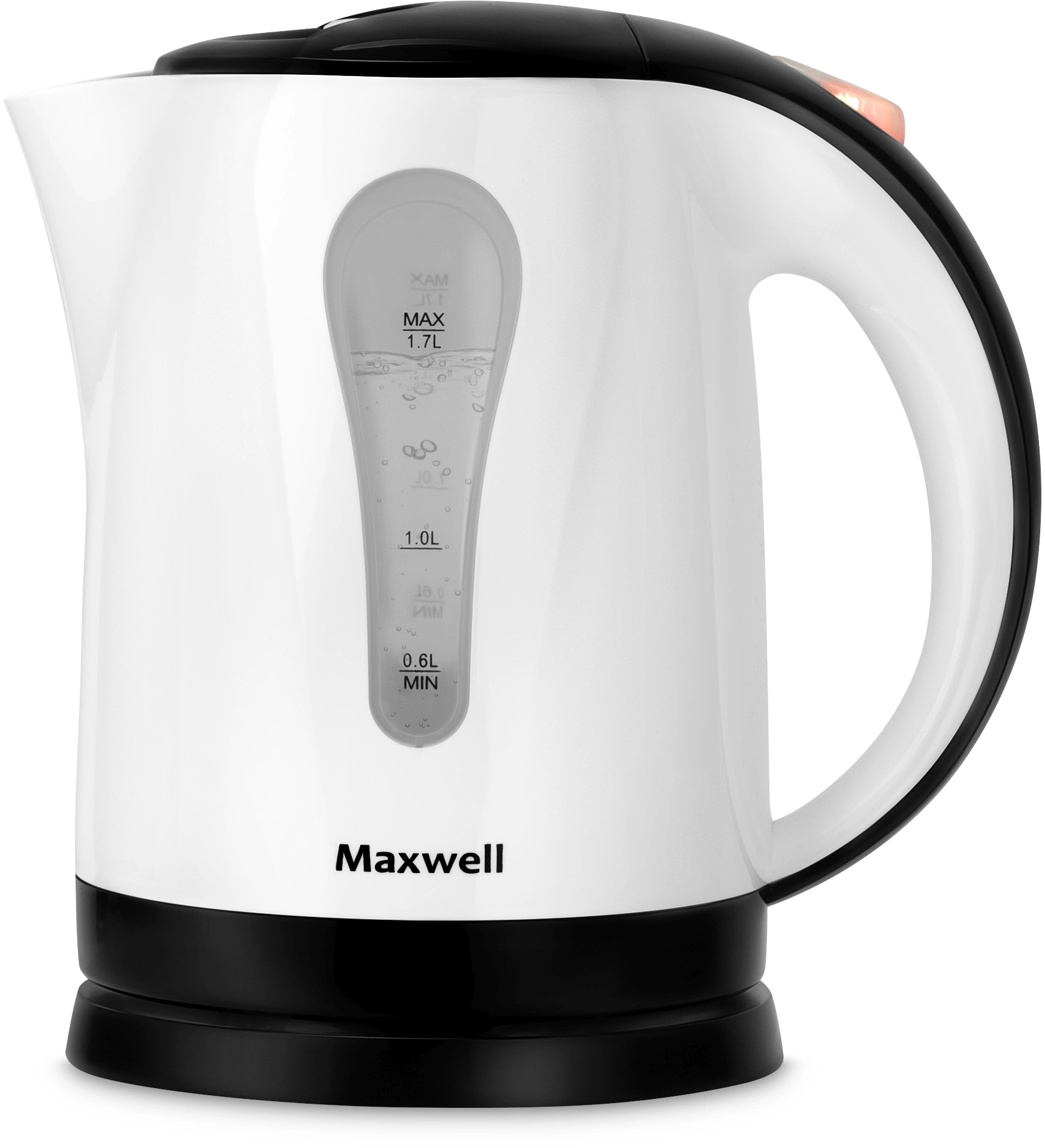 Чайник электрический Maxwell MW-1079 1.7л. 2200Вт белый/черный корпус: пластик