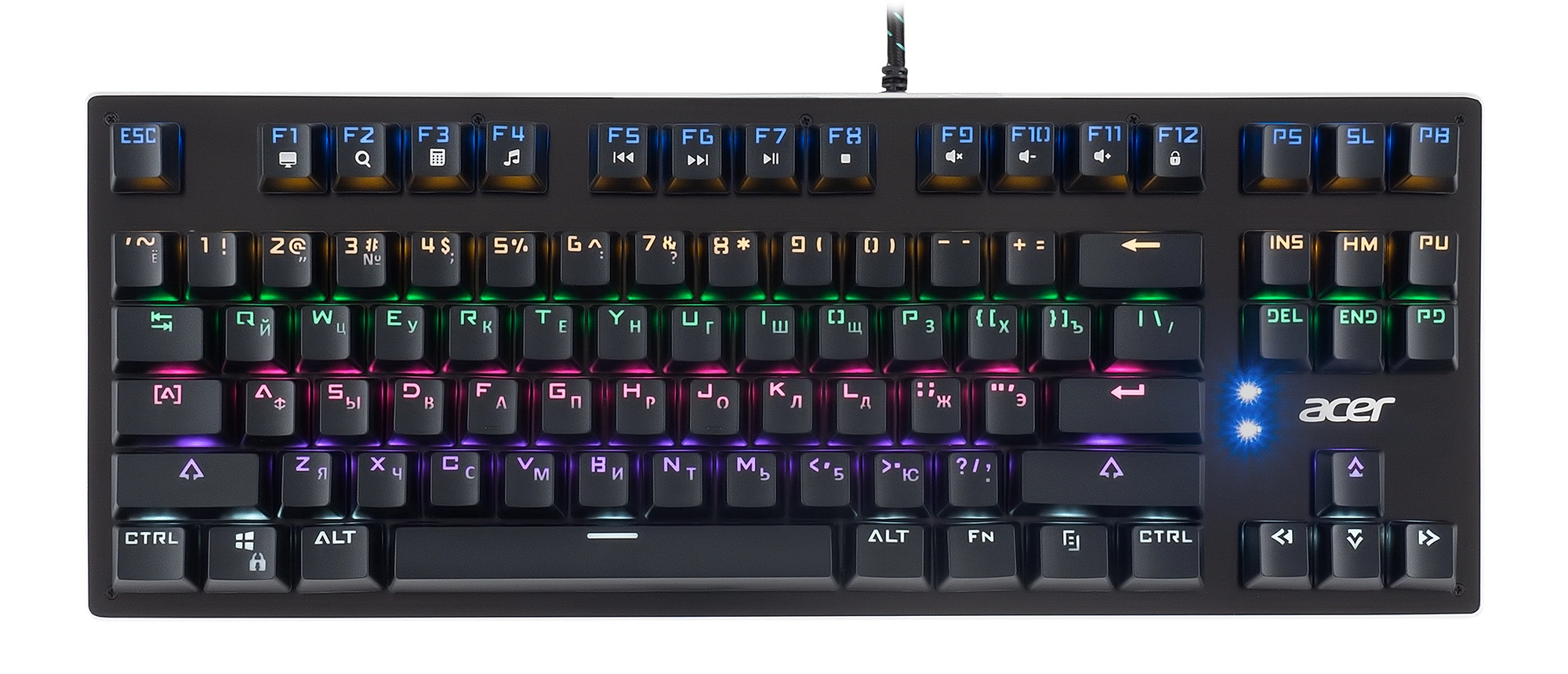 Клавиатура Acer OKW126 механическая черный USB Multimedia for gamer для ноутбука LED (ZL.KBDEE.00G) кабель 1.8м