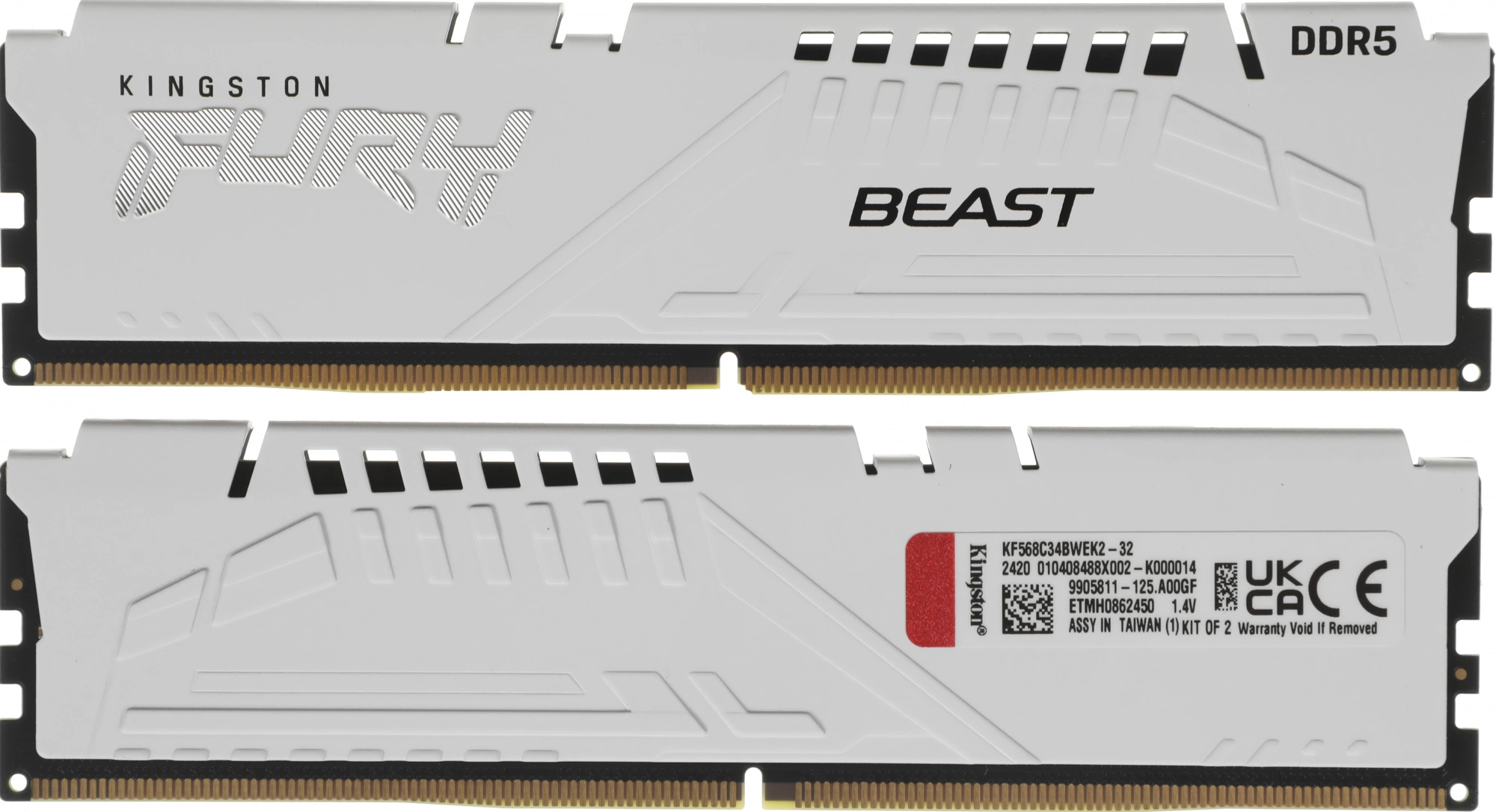 Память DDR5 2x16GB 6800MHz Kingston KF568C34BWEK2-32 Fury Beast RTL Gaming PC5-54400 CL34 DIMM UDIMM 288-pin 1.4В kit dual rank с радиатором Ret