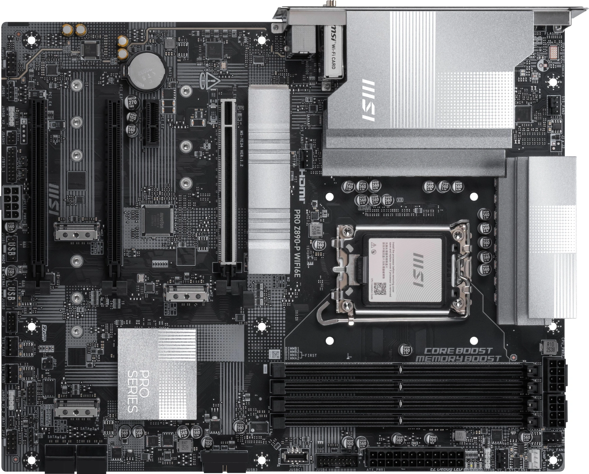 Материнская плата MSI PRO Z890-P WIFI6E Soc-1851 Intel Z890 4xDDR5 ATX AC`97 8ch(7.1) 5Gigabit RAID+HDMI+DP