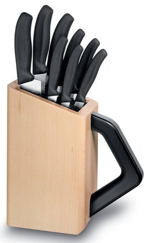 Набор ножей кухон. Victorinox Cutlery Block, 8 pieces (6.7173.8) компл.:8предм. с подставкой черный подар.коробка