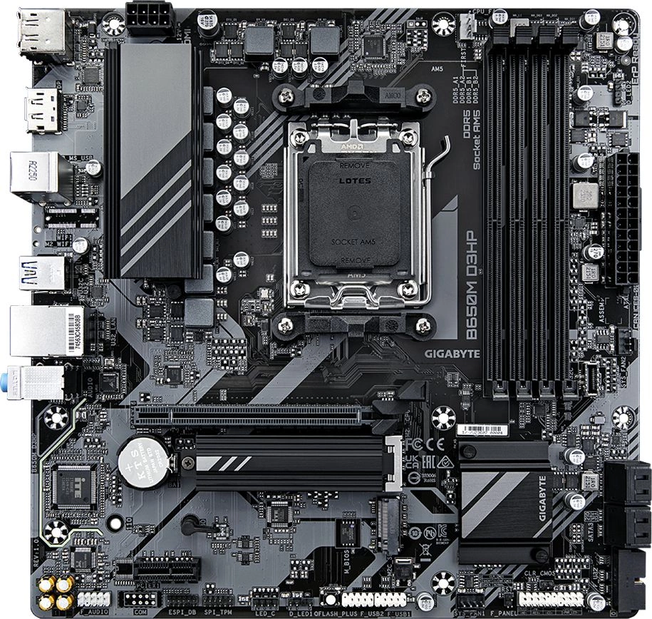 Материнская плата Gigabyte B650M D3HP SocketAM5 AMD B650 4xDDR5 mATX AC`97 8ch(7.1) 2.5Gg RAID+HDMI+DP