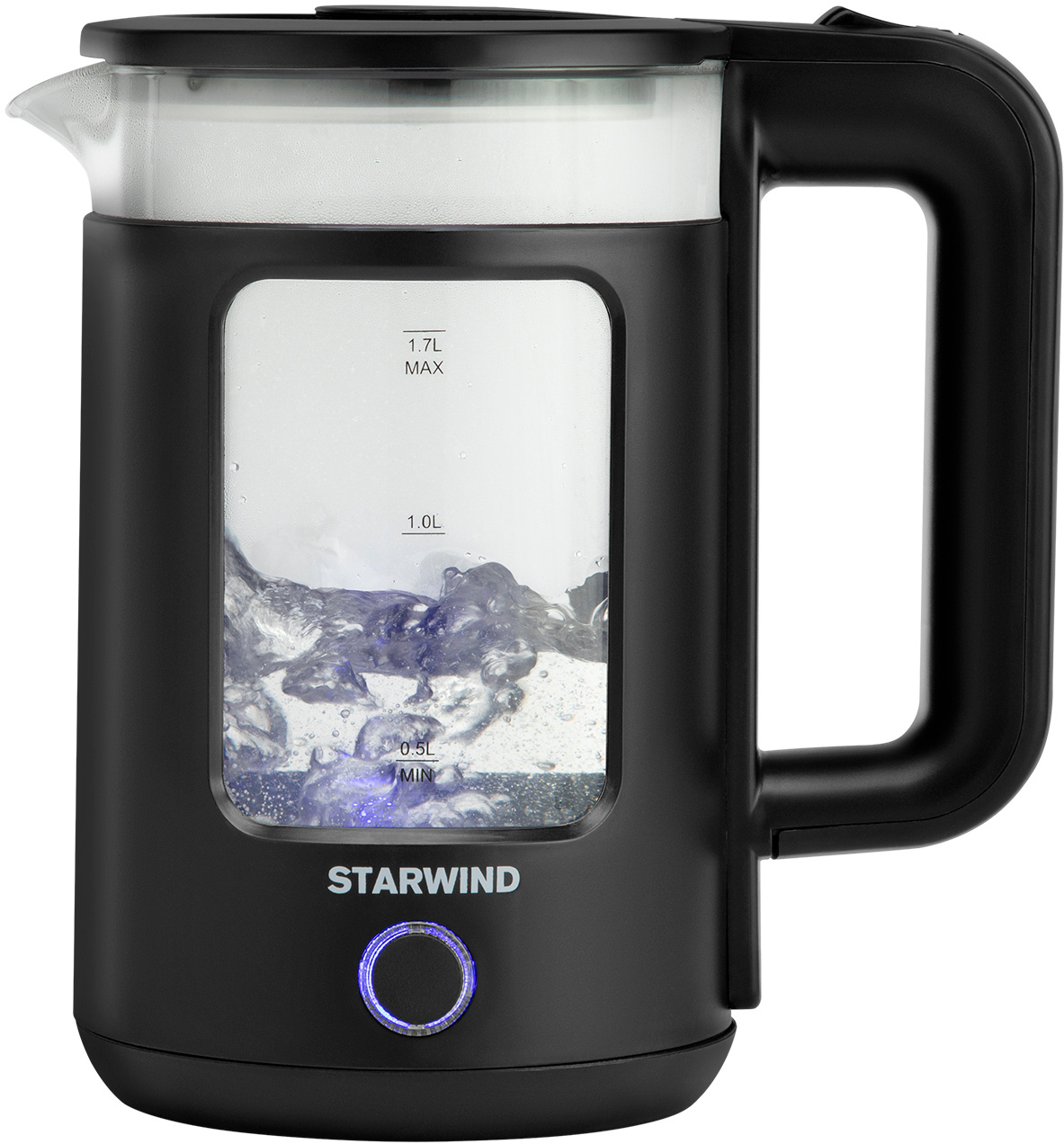 Чайник электрический Starwind SKG1053 1.7л. 1800Вт черный корпус: стекло