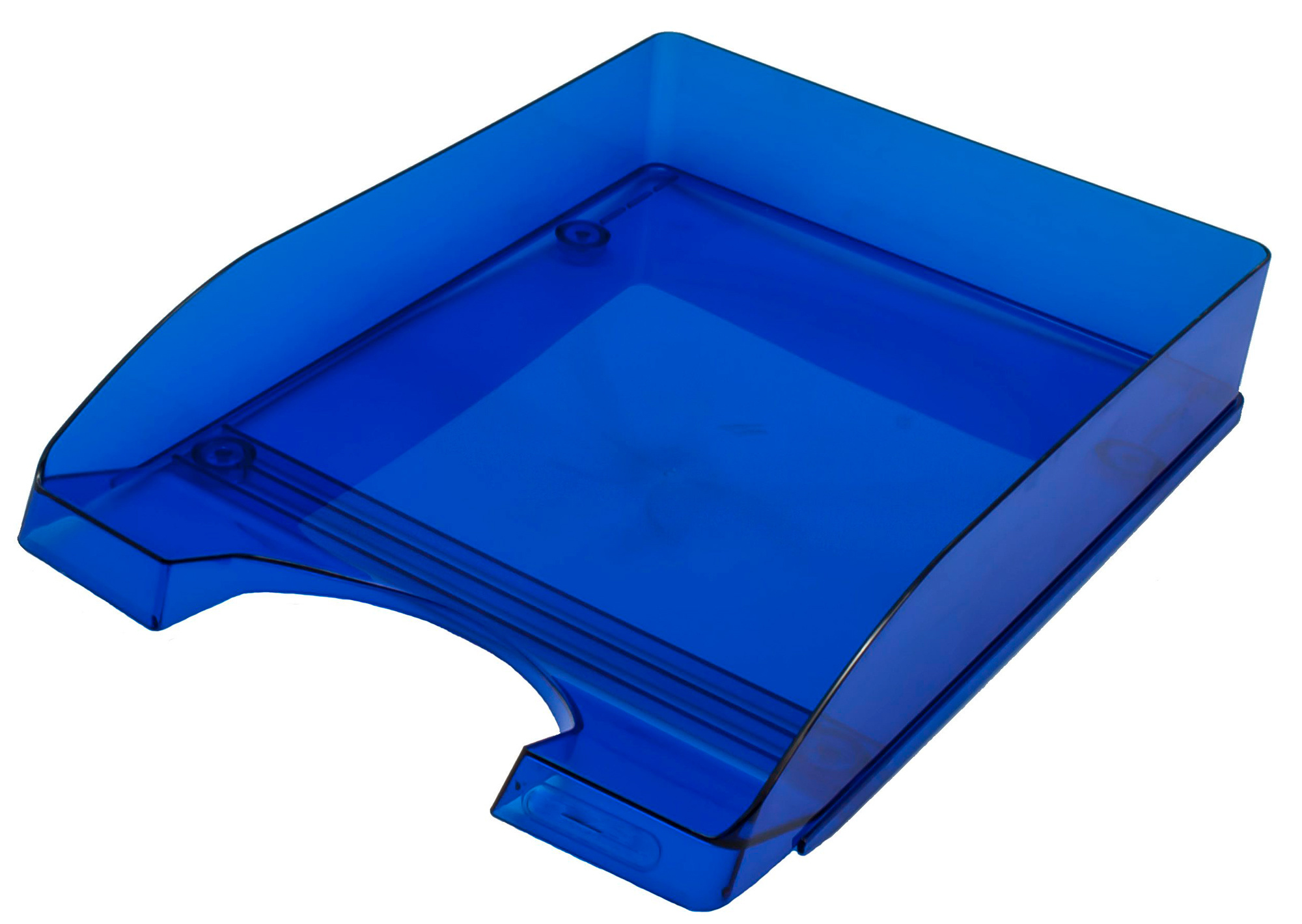 Лоток горизонтальный 2-04СН Классика 350х255х65мм синий прозрачный пластик