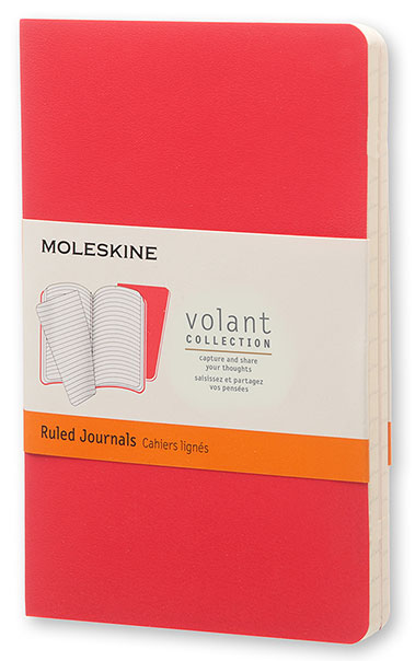 Блокнот Moleskine VOLANT QP711F14F2 Pocket 90x140мм 80стр. линейка мягкая обложка бордовый/красный (2шт)