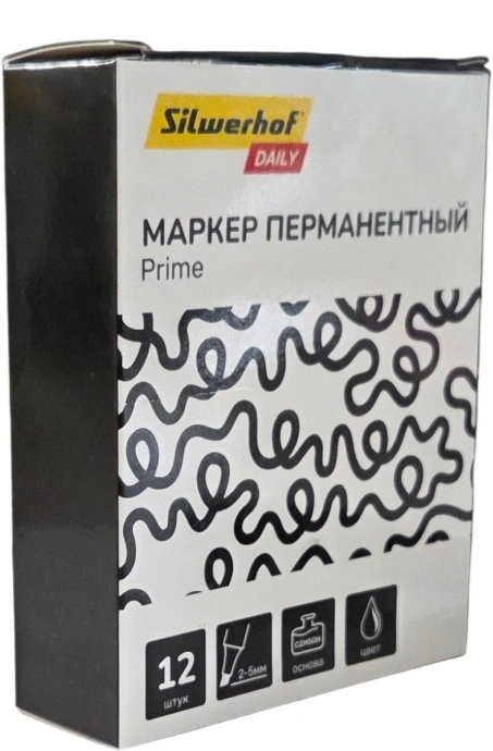Маркер перманентный Silwerhof Daily Prime скошенный пиш. наконечник 2-5мм черный картон