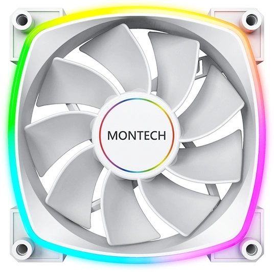 Вентилятор для корпуса Montech RX140 Reverse ARGB 140х140x25 белый 4-pin 27.9дБ (RX140 PWM WHITE) Ret