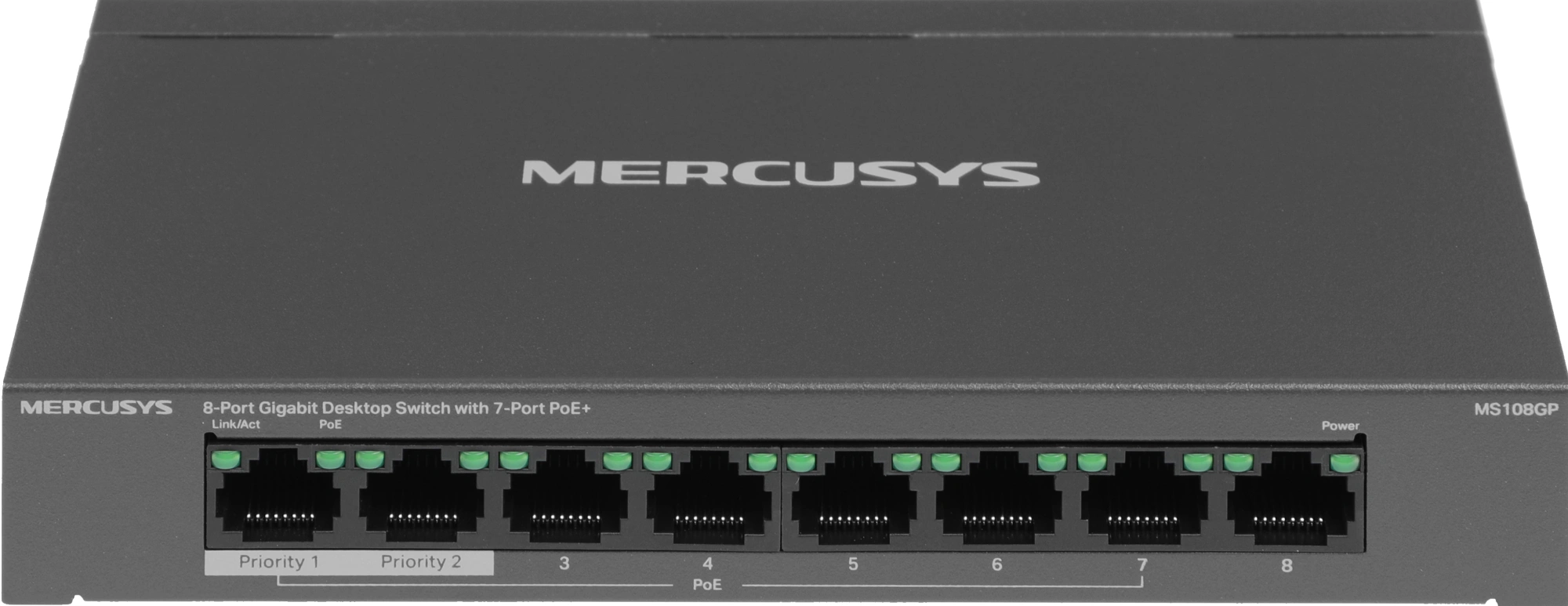 Коммутатор Mercusys MS108GP (L2) 8x1Гбит/с 7PoE+ 65W неуправляемый