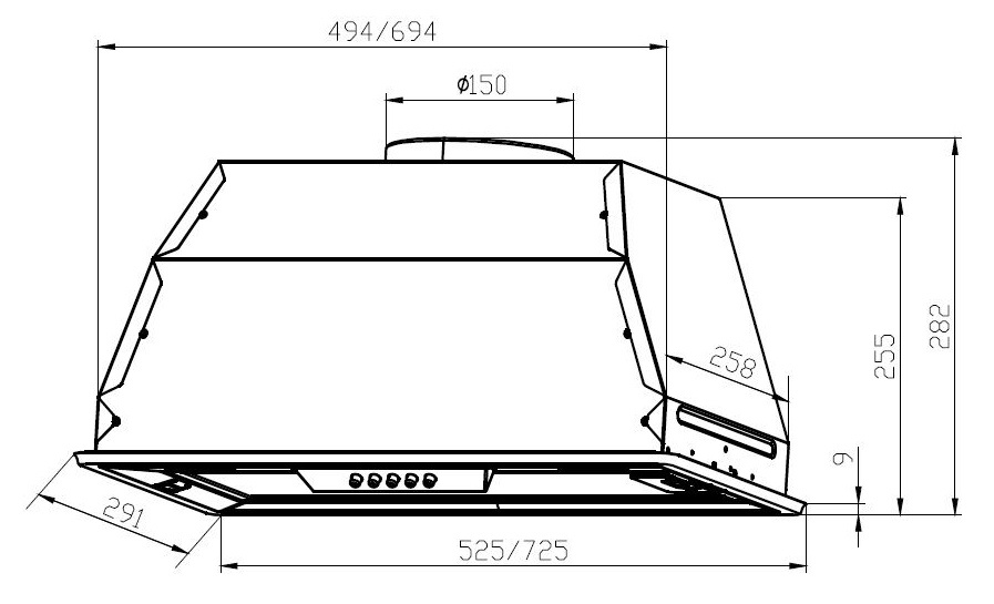 Вытяжка встраиваемая Lex GS Bloc P 600 BL черный управление: кнопочное (1 мотор)