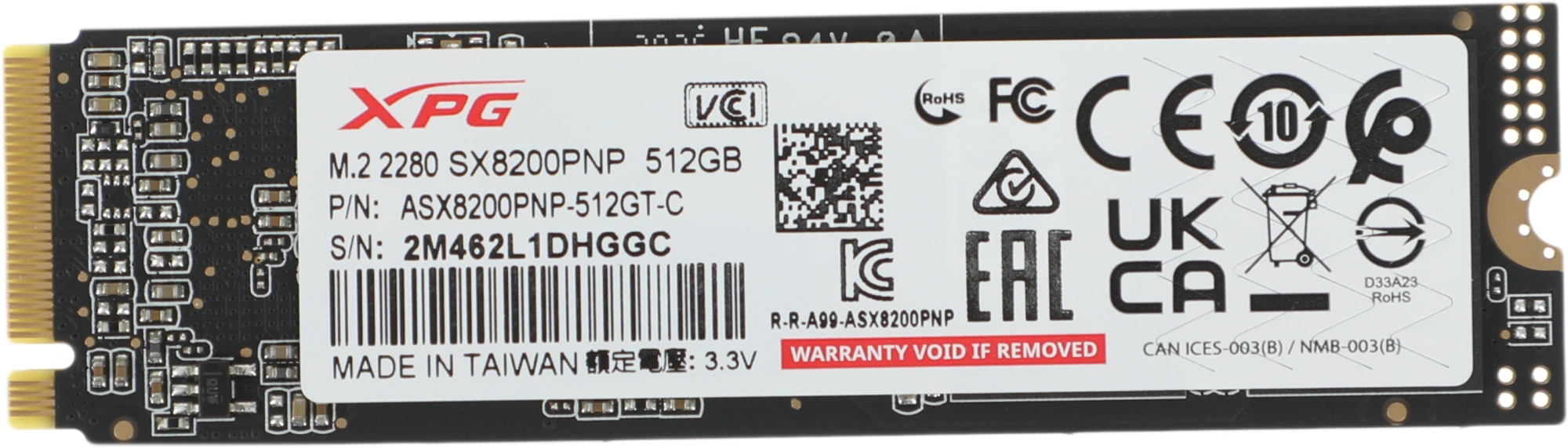 Накопитель SSD A-Data PCIe 3.0 x4 512GB ASX8200PNP-512GT-C XPG SX8200 Pro M.2 2280