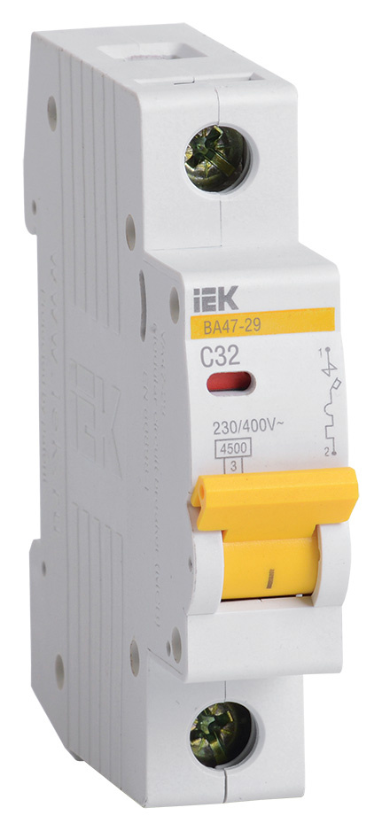 Выключатель автоматический IEK MVA20-1-032-C ВА47-29 32A тип C 4.5kA 1П 230/400В 1мод белый (упак.:1шт)